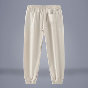 Men's Pants Linen Casual Pants Summer Thin Ice Silk Pants Loose Cropped Cotton and Linen Pants for Boys