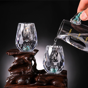 High-end crystal glass diamond white wine glass household light luxury wine glass wine set suit decoration thickened durable Cup