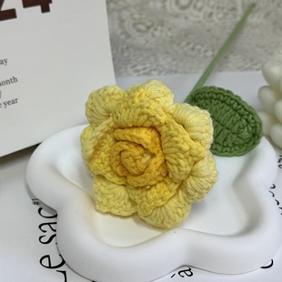 New hand-woven sharp rose five strands milk cotton woven imitation flower DIY crocheted bouquet finished products