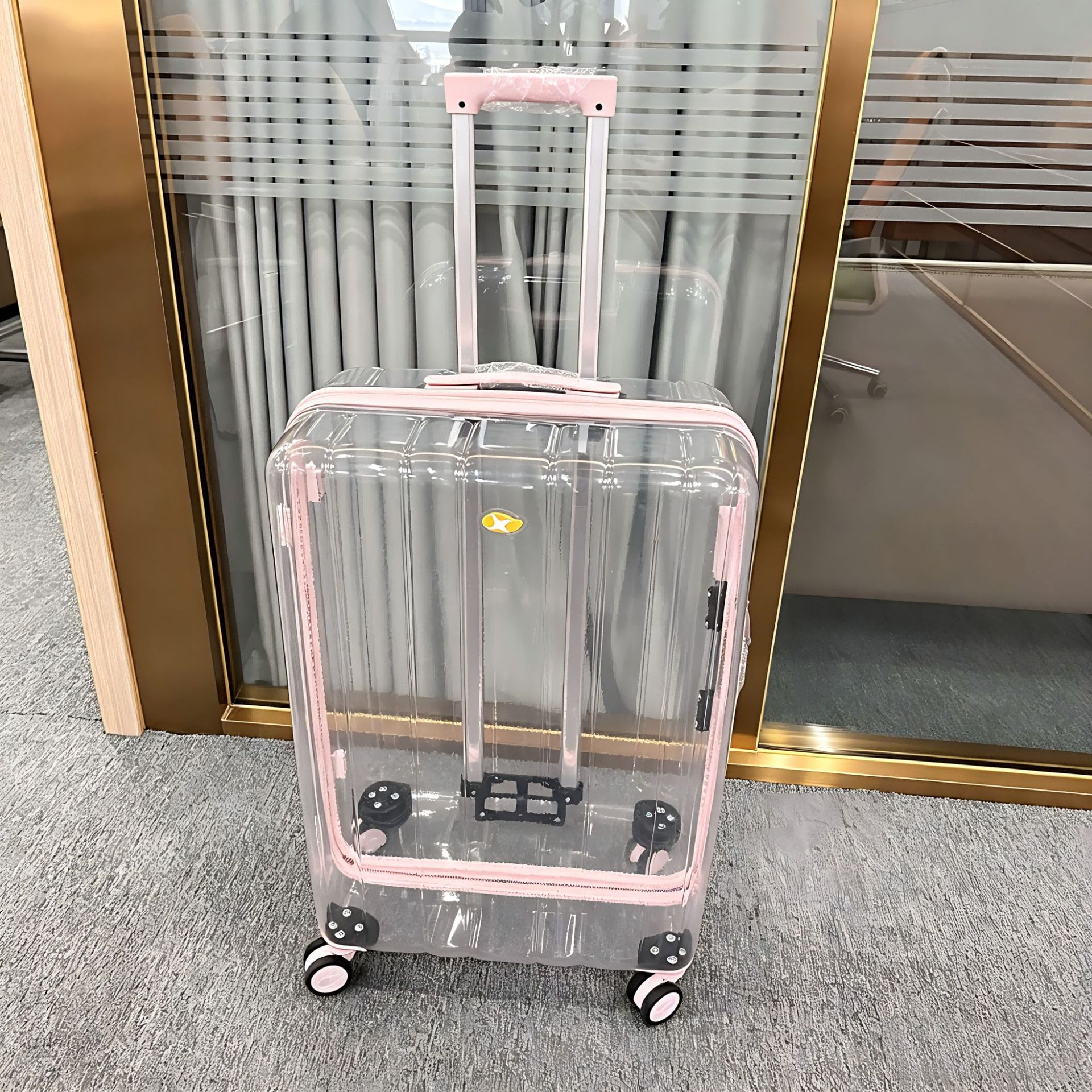 New Transparent Suitcase Made of Pure Pc Material, 20inch DIY Pattern Transparent Password Lock Suitcase