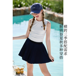 Girls' Pleated Skirt, Anti-Exposure, High-Waisted, Cool Summer Quick-Drying Sports Skirt, College Style Training Skirt