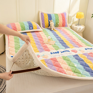 New autumn and winter thickened warm milk velvet quilted mattress cushion bedroom bed pad warm mattress wholesale