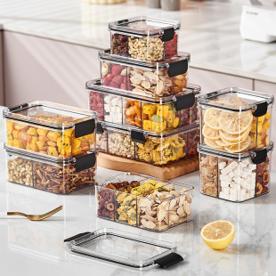 Square scented tea packing box 460ml plastic four-compartment sealed jar food grade storage crisper storage jar