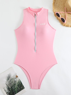 European and American zipper one-piece swimsuit women's meat-covered slim tight quick-drying swimsuit Amazon AliExpress cross-border swimsuit