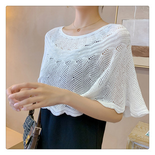 Summer Sunscreen Cheongsam Top with Small Waistcoat Ice Silk Hollow Knitted Shawl Loose Shawl Cervical Scarf Outer Waistguard