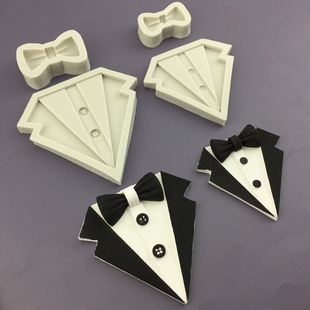Suit Shirt Plus Bow Silicone Mould Shirt Bow Tie Series Chocolate Fold Baking Decorative Mold Eggs