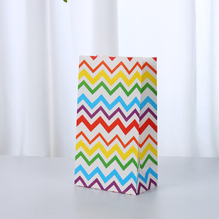 В наличии Радужная полоса Candy Bag Party Decoration Сложенный Подарочный пакет для выпечки Non-Handle Kraft Paper Bag