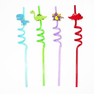 Amazon pet beverage cartoon art shape spiral straw set Hot Party decoration factory direct sale