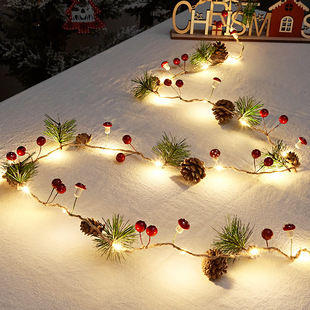New Amazon Christmas Pineal Light String Pine Needle Decorative Led Copper Light Small Mulberry Pull Flag Creative Decorative Light