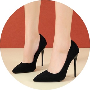Size 35-45 plus size Women's Shoes Fat Feet Pointed Thin Heeled Temperament Single Shoes Women's Fashion Heeled Women's Shoes 42