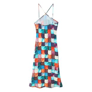 2025 European and American Fengchun Women's Neck Sleeveless Long dress 058