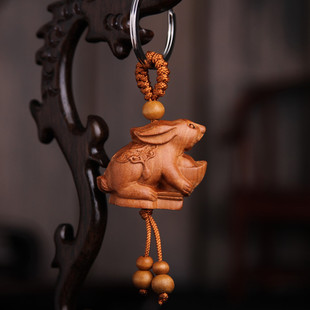Zodiac Keychain Carved Peach Wood Stereo Keychain Gift Pendant Night Market LTK01