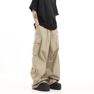 American Retro Leg-binding khaki Cargo Pants Hip-hop Wide Leg 2024 Floors Paratroopers Casual Pants Trendy High Street Trendy