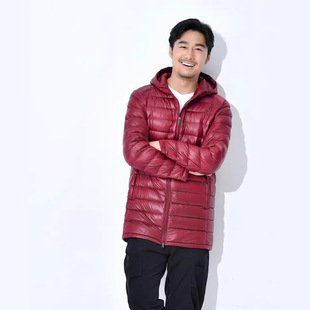 Hooded Lightweight down jacket men's mid-length extra large size 200kg middle-aged and elderly ultra-light ultra-thin extra large