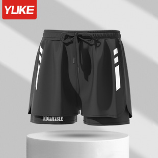 Adult Swimming trunks men's professional anti-embarrassment double-layer beach pants 2023 new adult swimming equipment surfing