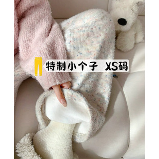 145 Narrow Wide Leg fleece-lined Thickened Small Casual Glutinous Rice Pants Women's Fall/Winter High Waist Dummy Wearing Knitted Pants