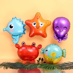 Cartoon Marine Animal Theme Party Decoration Aluminum Film Balloon Baby Kidsren Birthday Party Decoration Arrangement Balloon