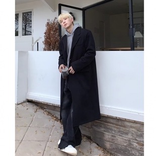 2024 Early Autumn New Arrival Windbreaker Men's Long Over-knee Solid Color Shoulder Buckle British Style Mid-length Windbreaker Coat Trendy