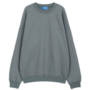 Autumn and Winter New European and American Men's Fashion Brand Solid Color Loose Shoulder oversize Velvet Thickened Round Neck Sweater for Men