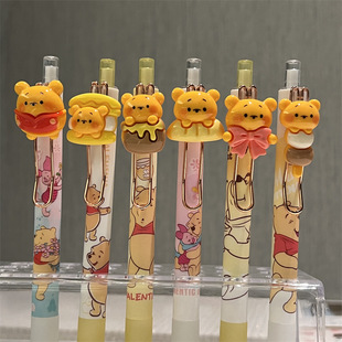 Strawberry bear gel pen black ins style cute hook black pen with pendant high-looking girl heart water pen