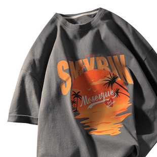 Short-sleeved Men's Summer New Loose Casual Simple Half-sleeved Clothes Ins Hong Kong Style Teenage Student Crewneck T-shirt Trendy