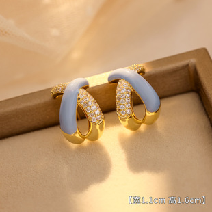 Aini Beini new spring and summer fresh stud earrings 925 silver needle real gold electroplated drop oil fashionable exquisite elegant earrings