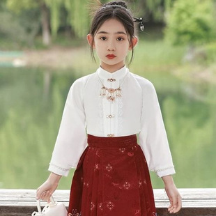 Новый костюм для девочек Hanfu для детей Новый китайский костюм для лошадей