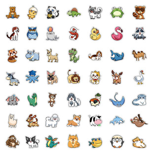 100 cross-border new small animal graffiti stickers notebook scooter luggage waterproof stickers wholesale