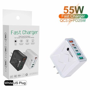 Новая частная модель PD25W3USB 3PD55W Быстрая зарядка 6-портовое зарядное устройство для мобильного телефона QC3.0 австралийский стандарт быстрая зарядная головка трансграничная