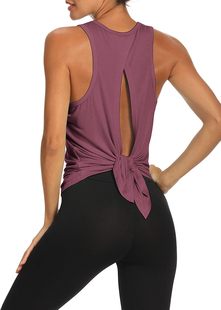 Cross-border European and American Nude Sports Vest Summer Thin Sleeveless Round Neck Cut Out Beautiful Back Outdoor Yoga Top Decoration