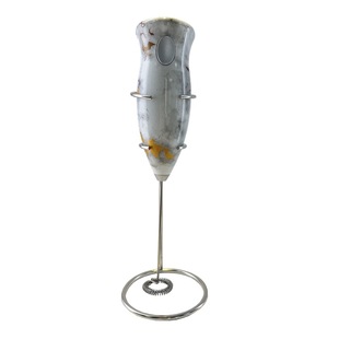 Household handheld egg beater electric cappuccino mixer stainless steel cream frother with bracket