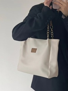 Сплошной цвет, сумка большой вместимости для колледжа, женская нишевая сумка на плечо с цепочкой, большая сумка, высококачественная универсальная дорожная сумка-тоут
