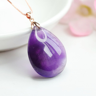 Jianyu S925 Silver Set Natural Amethyst Drop Pendant Necklace Crystal Jewelry Live Generation CB2120133