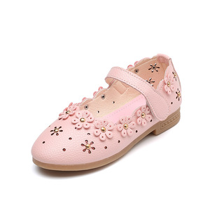 Girls shoes princess shoes children's shoes 2025 spring and autumn shoes hollow soft bottom baby flower shoes wholesale