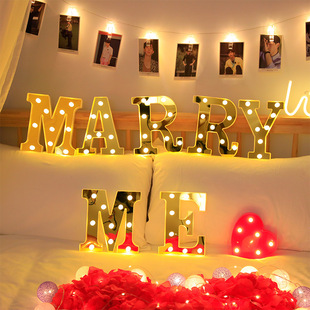 LED Letter Lamp Bronzing silver English 21.8 Letter Lamp Valentine's Day Decorative Lamp Wedding Shape