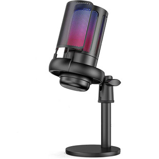 Cross-Border Rgb Condenser Wired Microphone Me6S Game Competition Singing Live Recording Sound Card Microphone