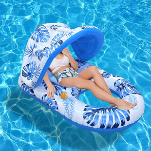 Cross-border outdoor water sofa floating bed with cup holder backrest single thickened folding mesh awning inflatable floating row