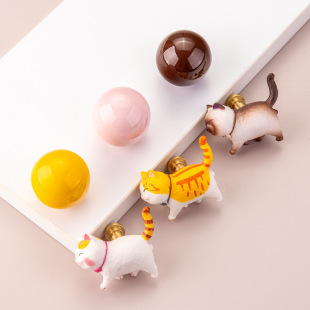 Hot sale drawer handle cute kitten handle creative cartoon animal handle ceramic handle children