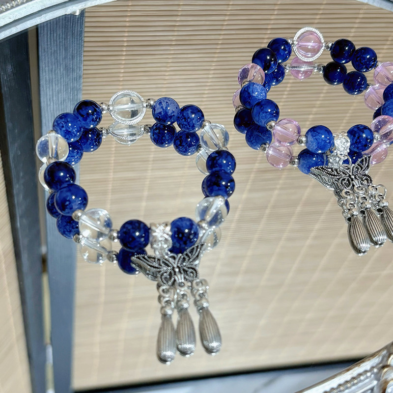 New Chinese-Style Ink Painting Retro Bracelet, Ins-Style Butterfly Handmade Adjustable Jewelry, Popular among Friends