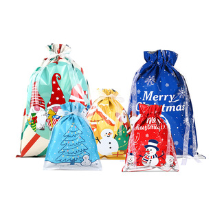 Amazon popular Christmas gift bag drawstring drawstring bag Christmas gift bag snowflake crisp bag