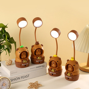 Cute Creative Rechargeable LED Desk Lamp Pencil Cutting Student Learning Nightlight Desk Ornaments Eye Protection Bedside Desk Lamp