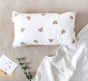 Ins Style Cartoon Simple Animal Children's Pure Cotton Pillowcase Single Kindergarten Folding Cushion Pillow Cover