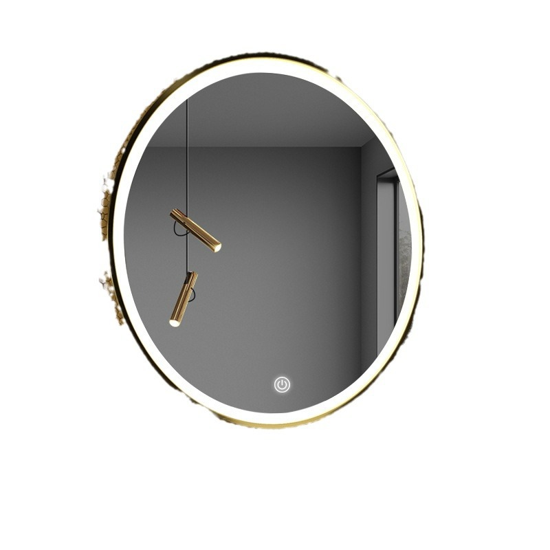 Aluminum alloy frame LED luminous light Mirror wash basin wall hanging round mirror bathroom smart mirror bathroom bathroom mirror