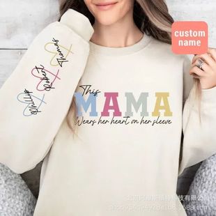 Cross-Border Independent Station Popular Women's Heat Transfer Printed Sweatshirt Mom Style Grandma Style One Customized Ladieswear's Day Gift