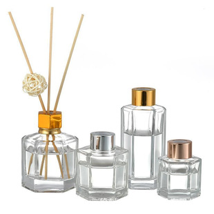 Hexagonal Aromatherapy Bottle Fireless Rattan Aromatherapy Fragrance Bottle Glass Essential Oil Sub-bottle Home Decoration Perfume Volatile Bottle