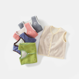 Baby vest autumn and winter fleece-lined thickened men's and women's baby vest newborn vest winter warm vest