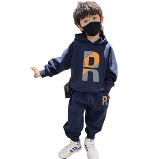 Boys' fleece-lined Sweat suit 2024 Fall/Winter New Korean Handsome Boys Sports Styline Two-Piece Set