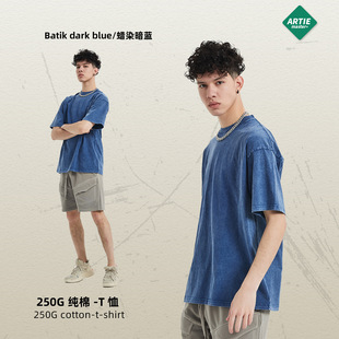 Men's Wear | 2024 Spring/Summer New Fried Snowflake Batik Washed T-shirt High Street Retro Fashion Brand Short Sleeve T-shirt