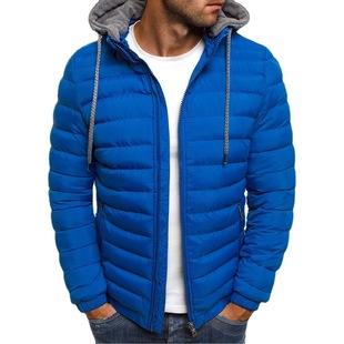 2023 foreign trade cross-border new men's cotton-padded jacket European and American style youth solid color fashion hooded color cotton-padded jacket men