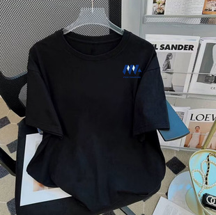 Short-sleeved Men's Fashionable Brand Summer Loose Base Shirt 2025 New Internet Trendy Ins Simple Student Top